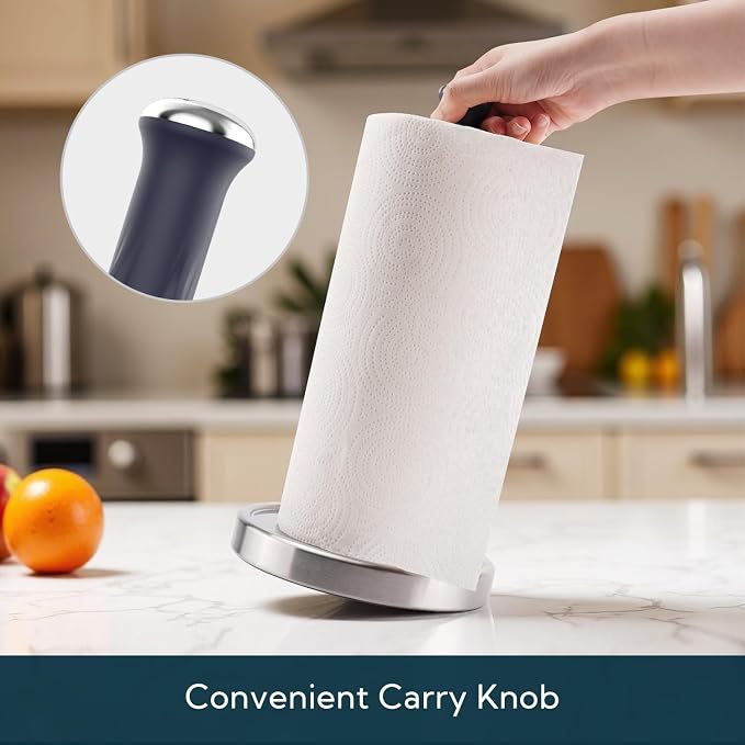 KITCHENDAO One-Handed Countertop Paper Towel Holder, Rotation Freestanding - Image 4