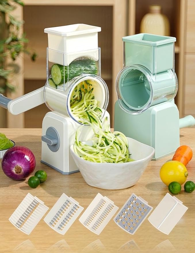 Rotary Cheese Grater with Hand Crank, and Grating Cheese, Vegetables, and Fruit - Image 2