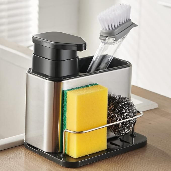 Dish Soap Dispenser 3-in-1 Sponge Holder by TESOT