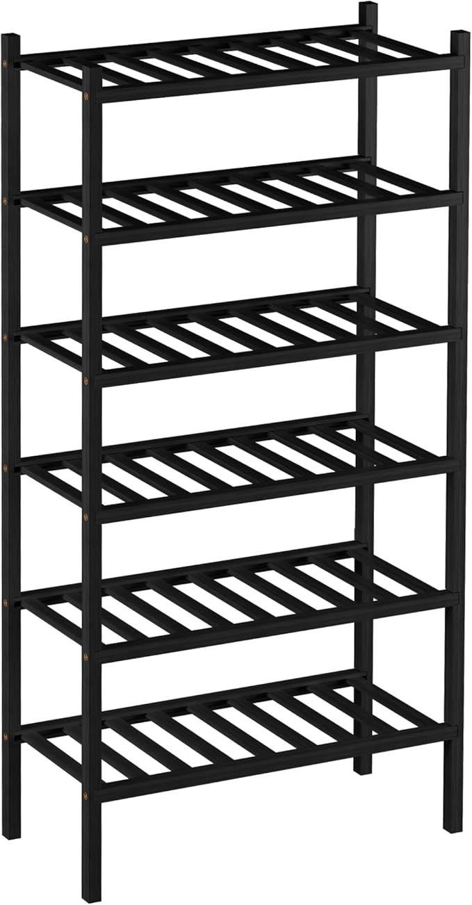 ROMGUAR CRAFT 6-Tier Bamboo Small Shoe Rack, Free Standing Wood Shoe Shelf - Image 7