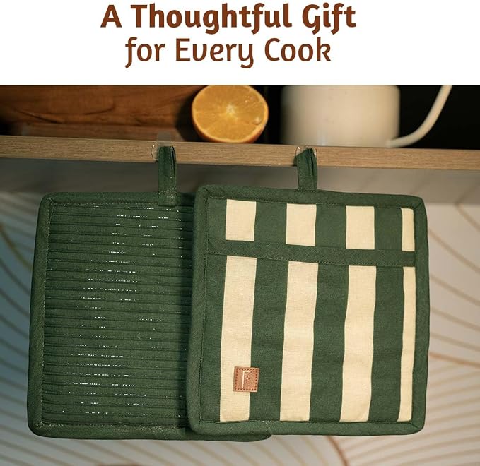 Folkulture Pot Holders for Kitchen | Pack of 2 Ribbed Soft Silicone Hot Pads - Image 8
