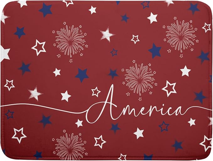Giwawa 4th of July Dish Drying Mat 18"x24" Patriotic Usa Stars America Firework by Giwawa