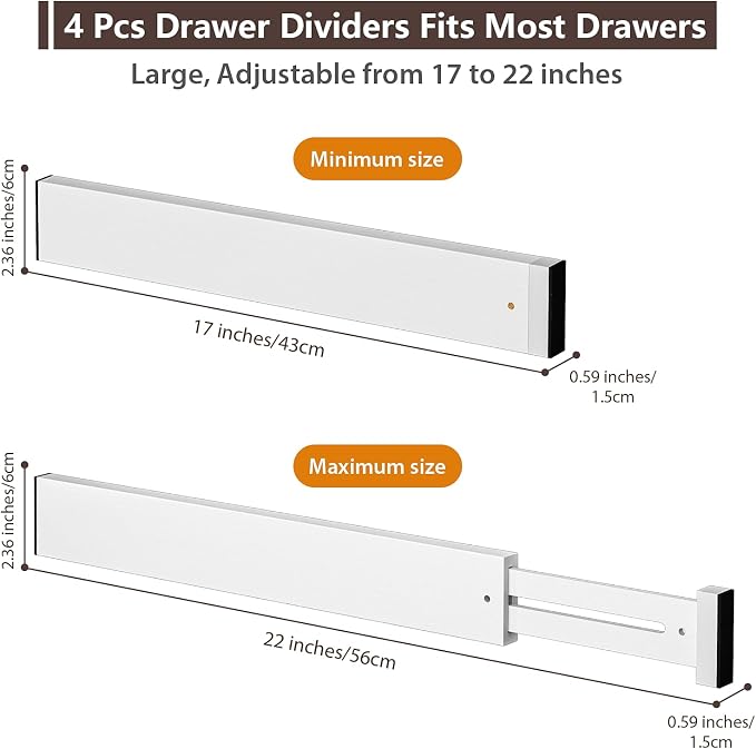DUCOO 4 PCS Drawer Divider, Expandable Separators - Image 2