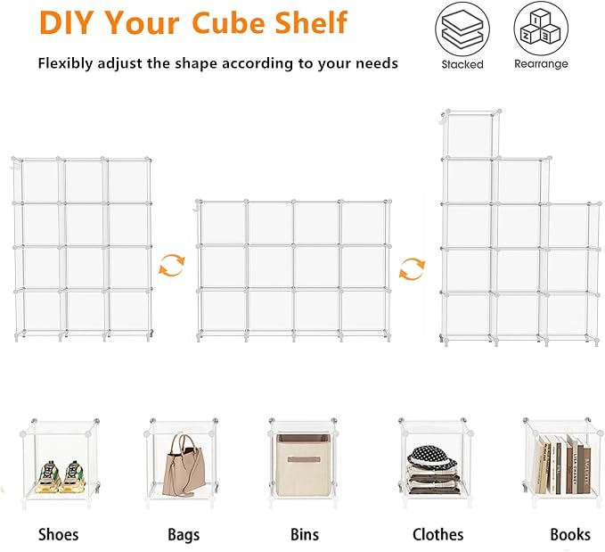 AWTATOS Cube Storage Organizer, Closet Organizers and Storage, 12 Cube Shelves - Image 6