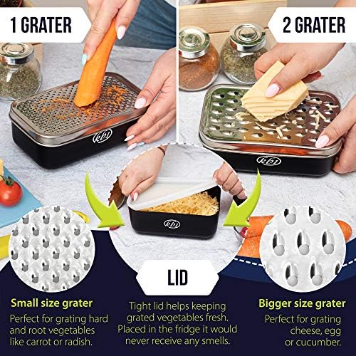 Cheese Grater with Container and Lid, Peeler Set