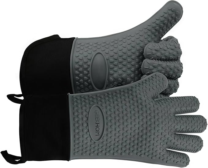 GEEKHOM BBQ Gloves Heat Resistant Oven Mitts by GEEKHOM