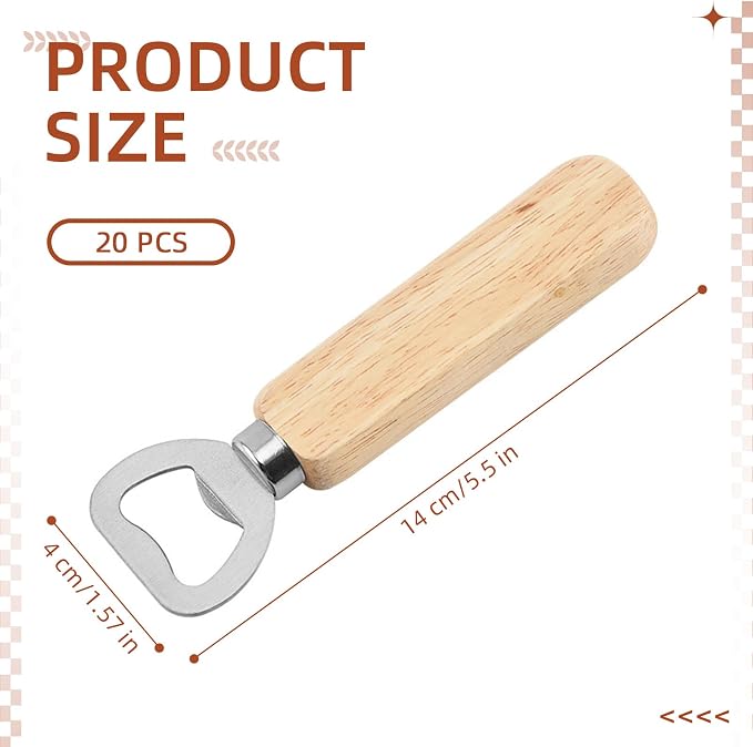 20 Pcs Wooden Bottle Opener Bulk Wooden Beer Opener Engravable DIY Bottle Opener - Image 2