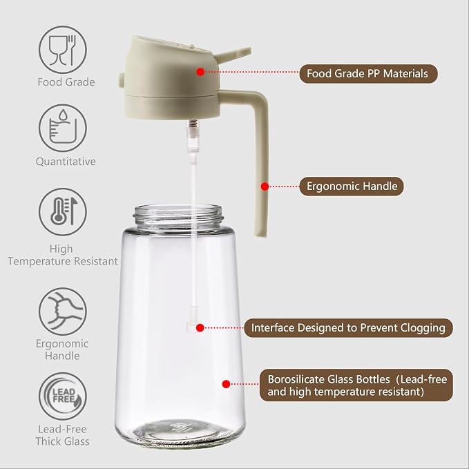 SWEET VIEW Oil Sprayer for Cooking, 16oz/470ml Glass Oil Dispenser/Pour Bottle - Image 5