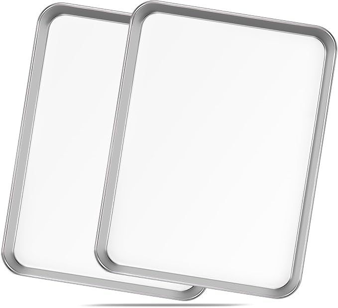 Stainless Steel Baking Sheet Set of 2-16" x 12" x 1" Heavy Duty Cookie Sheets by GIUOIDUO