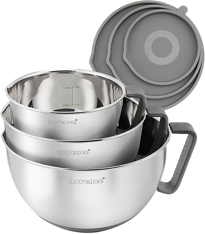 Rorence Mixing Bowls Set: Stainless Steel Non-Slip Bowls by Rorence