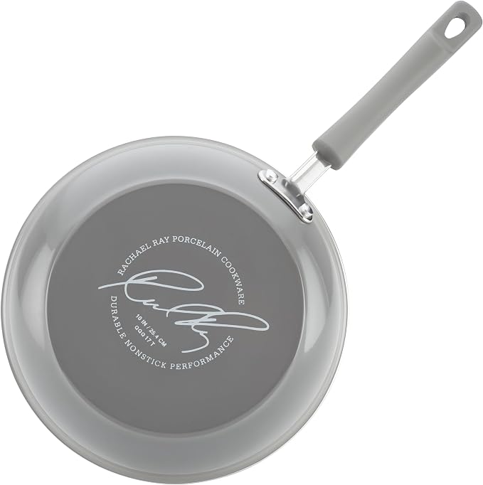 Rachael Ray Brights Nonstick Cookware Pots and Pans Set, 14 Piece, Sea Salt Gray - Image 9
