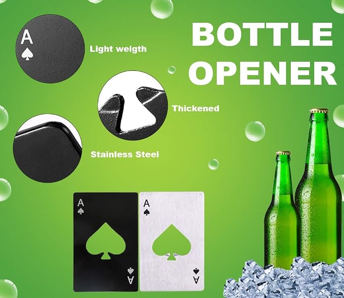Gadgetime USA 2 piece set black and Silver Poker Card Beer Bottle Opener - Image 4