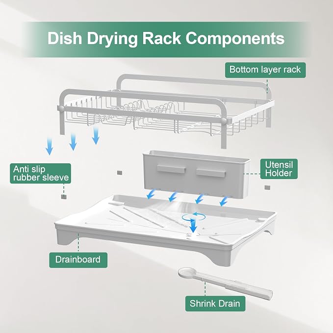 Dish Drying Rack, Dish Racks for Kitchen Counter, Metal Dish Drainer - Image 8