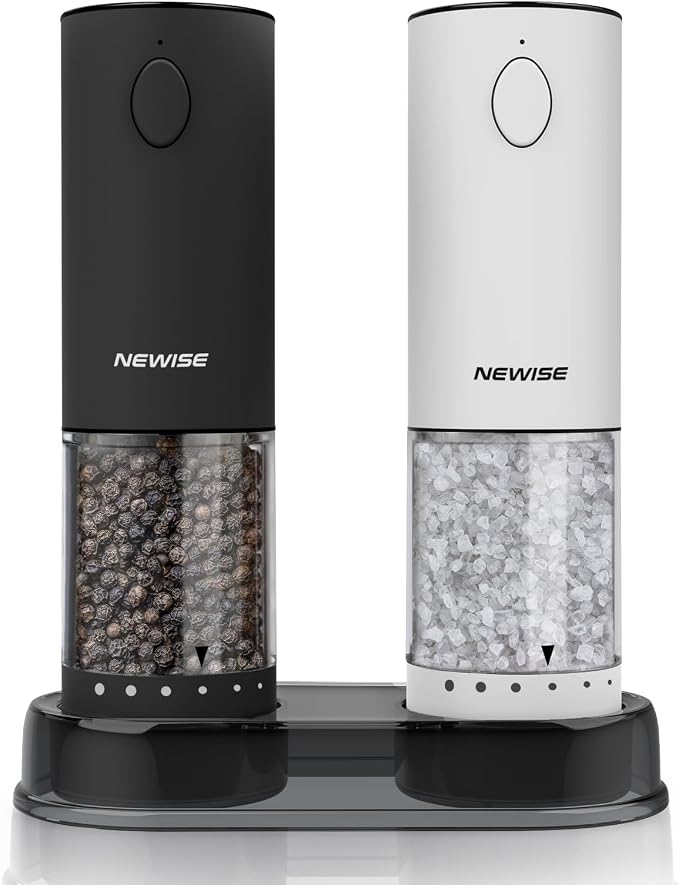 Electric Salt and Pepper Grinder Set, Adjustable Coarseness & LED Light by Unknown