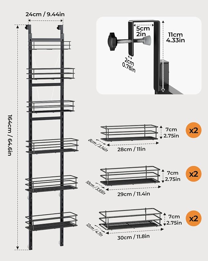 6-Tier Over the Door Pantry Organizer, Cabinet Door Organizer, Kitchen Pantry - Image 5