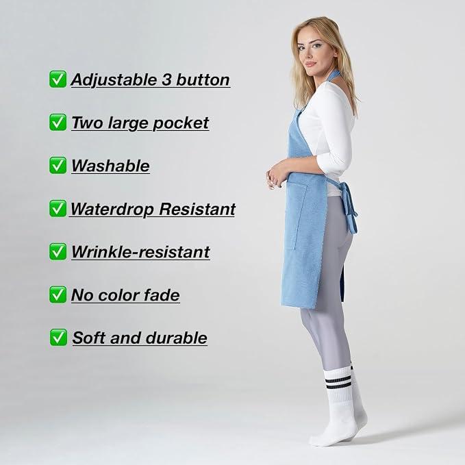 TOSHE Kitchen Apron Waterdrop Resistant Cotton Apron - Image 7