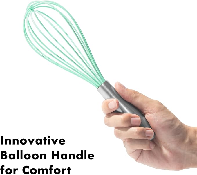 OYV 10-Inch Teal Silicone Whisk, Heat Resistant 480°F Kitchen Whisk - Image 3