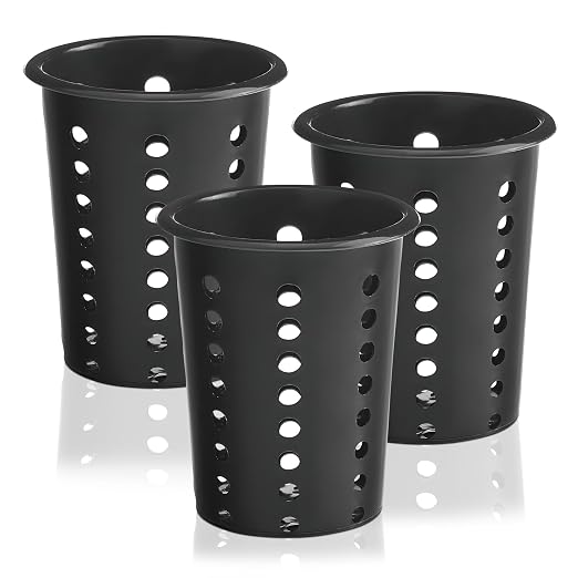 OCS Parts Perforated Utensil Drying Cups | Black | Set of 3 | Plastic Flatware by OCSParts