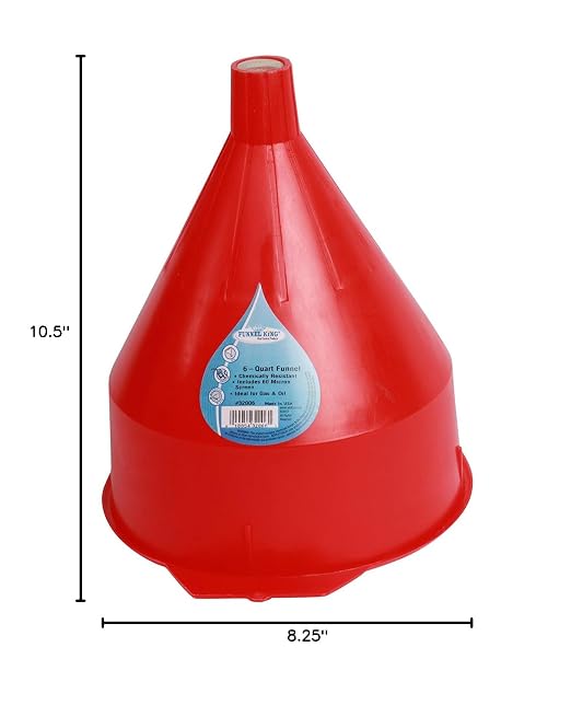 WirthCo 32006 Funnel King Red Polyethylene Funnel - Image 6