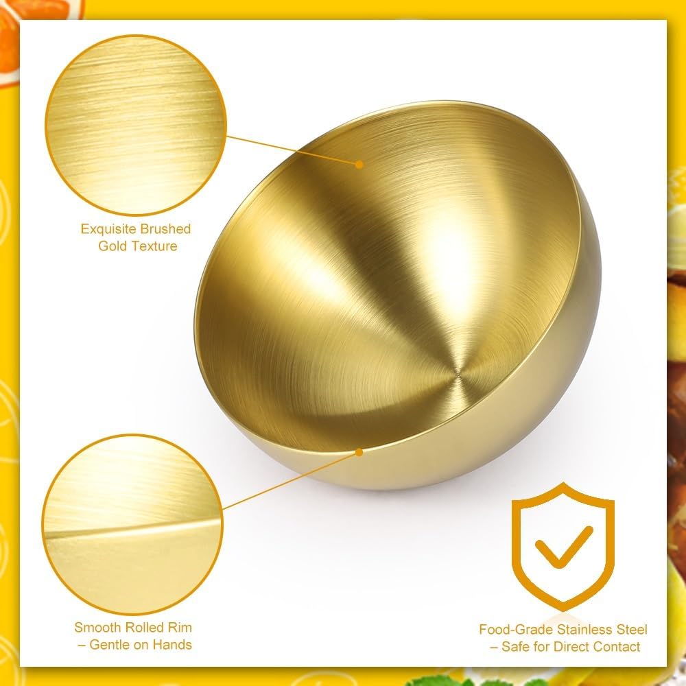 10-Pack Mixing Bowls, Gold Stainless Steel 5.9 Inch – Decorative Metal