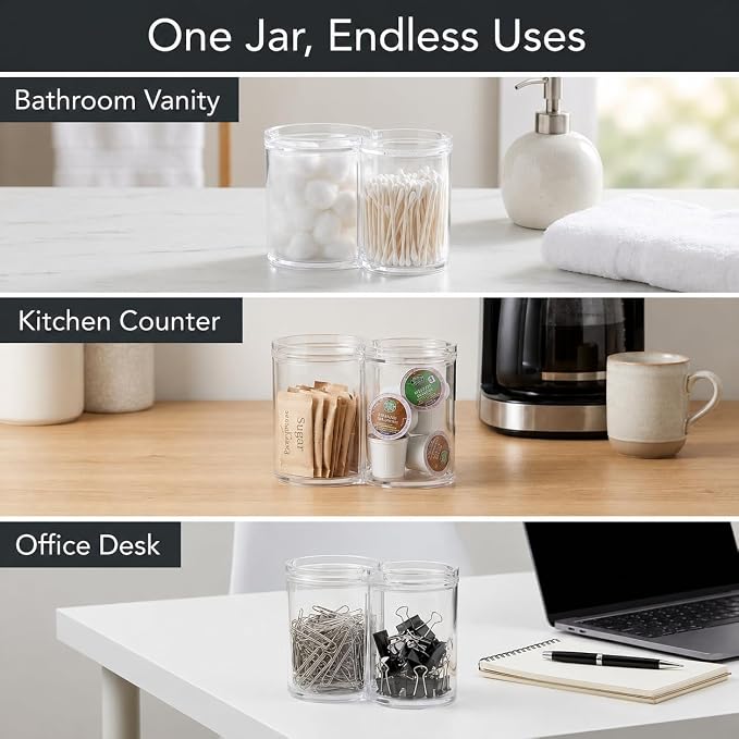 ForPro Clear Acrylic 2-Compartment Apothecary Jar - Image 6