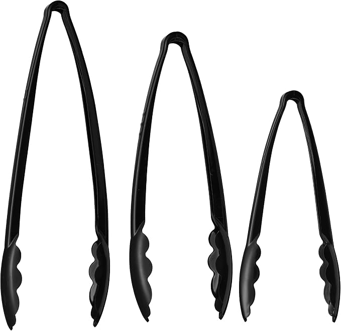 Plasticpro Heavy Duty Reusable Black Serving Tongs Combo Set - Image 5