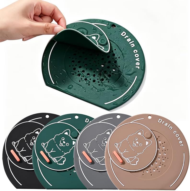 4 Pack Silicone Bathtub Stopper & Drain Cover, Shower Drain Hair