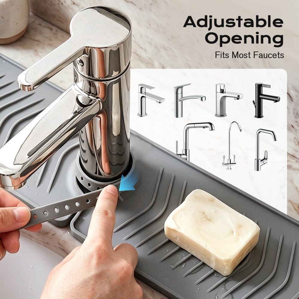 Kitchen Sink Faucet Mat, 2025 New Foldable Faucet Mat for Kitchen