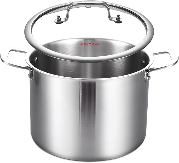 DELARLO Tri-ply Stainless Steel 20QT Stock Pot, Compatible by DELARLOCOOKWARE