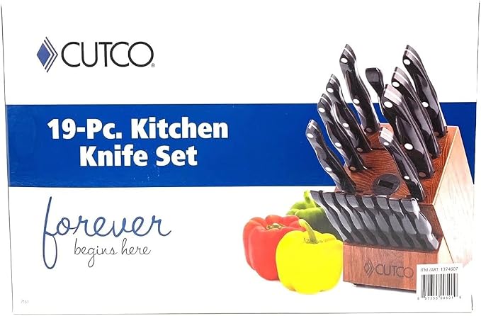 Cutco 19 Pc Kitchen Knife Set Cherry Wood Stand - Image 4