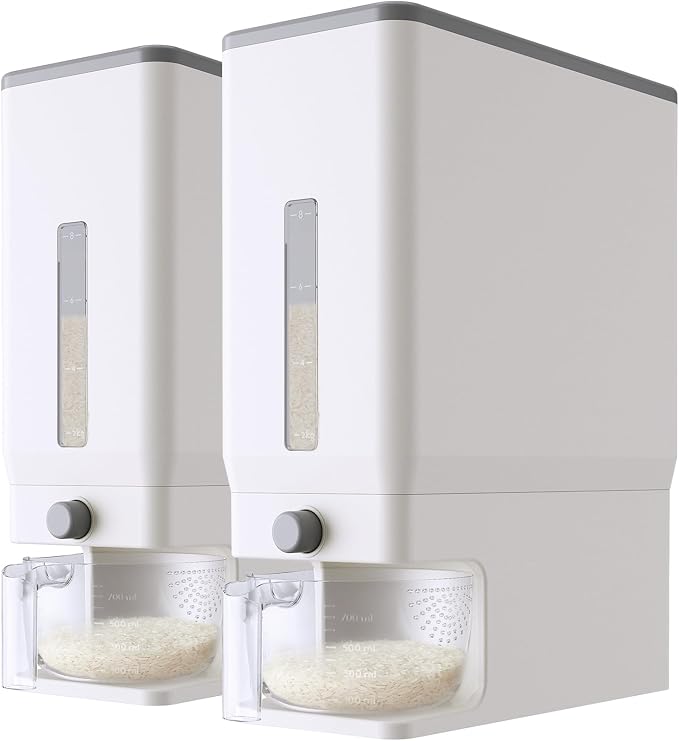Lifewit 2 Pack Rice Dispenser 25 Lbs, Rice Storage Container Sealed Moisture by Lifewit