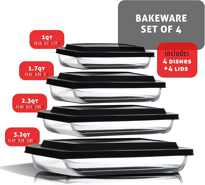 EATEX 8-Piece Deep Glass Casserole Dishes - Image 9