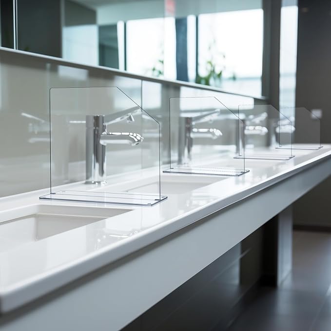 Vesici 2 Pcs Clear Acrylic Sink Splash Guard Freestanding Panel Barrier - Image 5