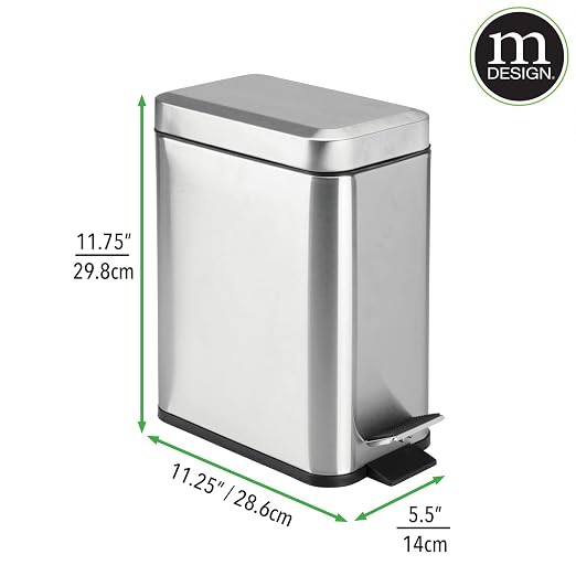 mDesign Rectangular Step-Open Wastebasket Trash Can - Image 8