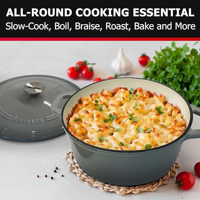MUELLER HOME 4.5 QT Enameled Cast Iron Dutch Oven, Heavy-Duty Casserole Dish - Image 5