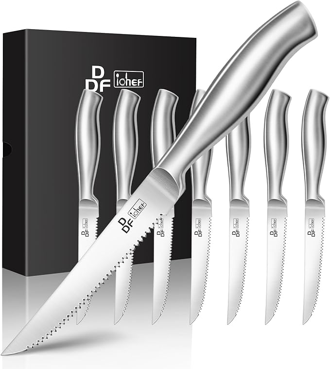 DDF iohEF Steak Knife Set, 8 Piece Steak Knife, High Carbon Japanese Stainless by DDFiohEF