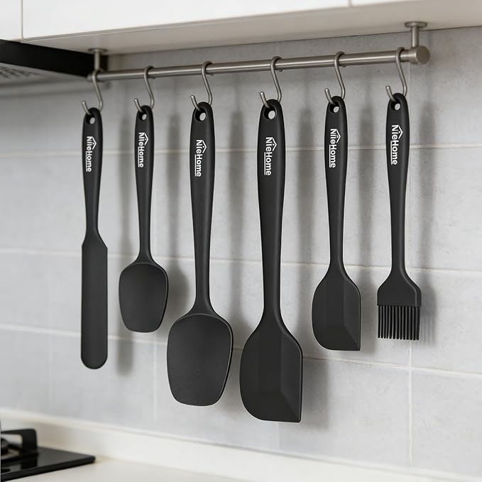 NileHome Silicone Spatula Set, 6 Pieces Food Grade Kitchen Utensils - Image 5