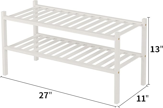 ROMGUAR CRAFT 2 Tier Bamboo Shoe Rack - Image 3