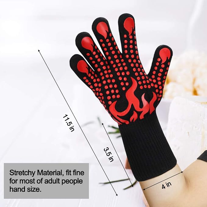 Comsmart BBQ Gloves, 1472 Degree F Heat Resistant Grilling Gloves Silicone - Image 3