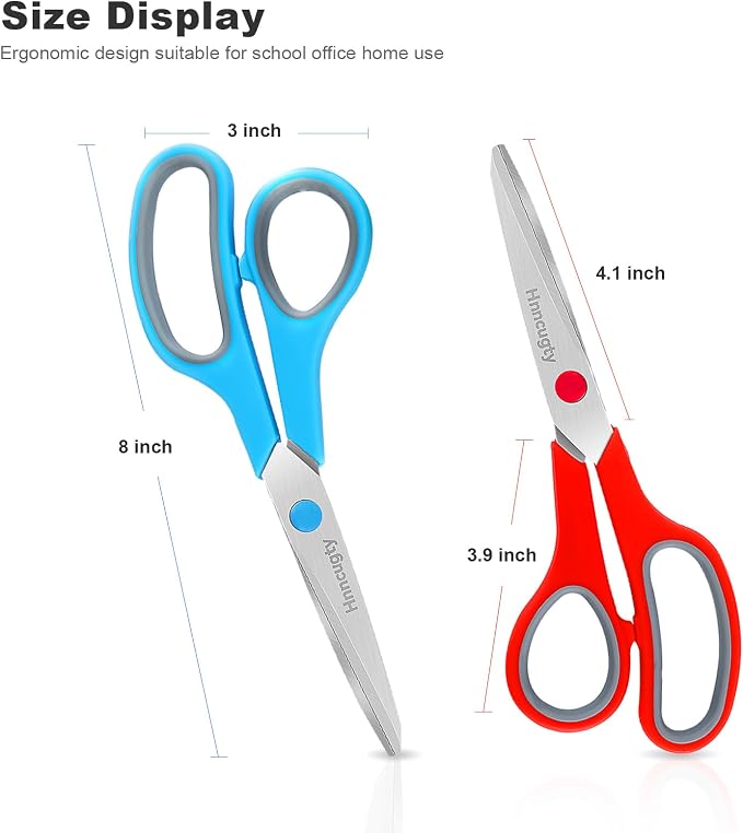 Scissors, Hnncugty 8" Scissors All Purpose Bulk Set of 6-Pack, Sharp Shears - Image 2