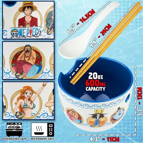 Get Trend One Piece Ramen Bowl 3 Pc Set with Bamboo Chopsticks, Spoon