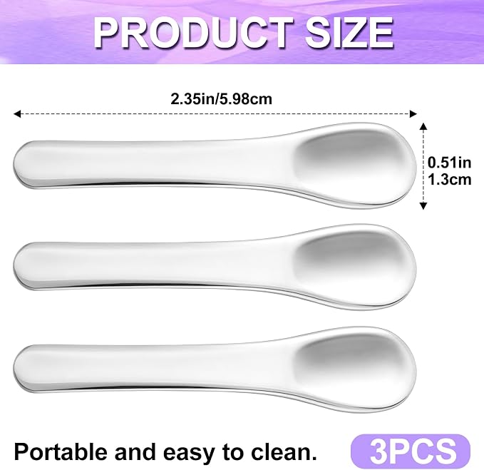 Pndeyo 3pcs Mini Stainless Steel Makeup Spatula, Reusable Cosmetic Cream - Image 2