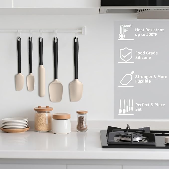 Coukre Silicone Spatula Set of 5, High Temperature Resistant, Food Grade - Image 5