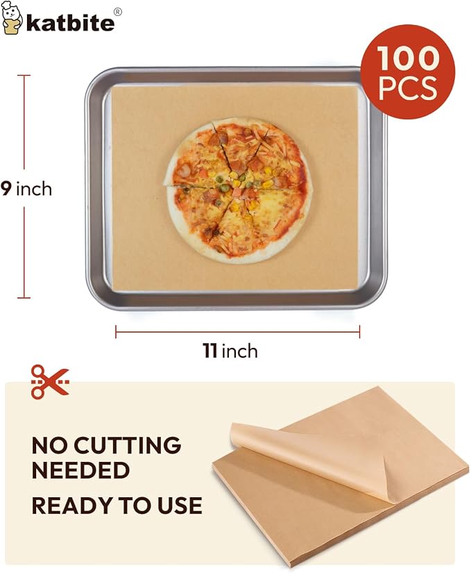 Katbite Air Fryer Disposable Paper Liners 100 Pcs, 9x11 Inch, Oil Resistant & - Image 2