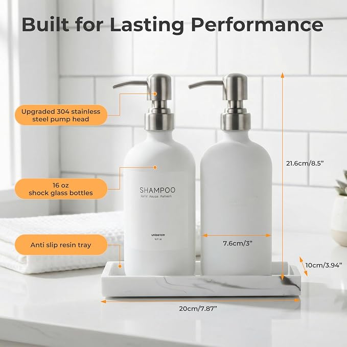 White Glass Soap Dispenser Set for Kitchen, Hand and Dish Soap Dispenser - Image 5
