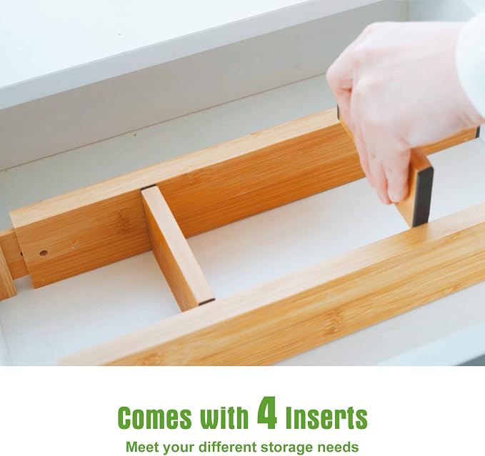 ANTOWIN Bamboo Drawer Dividers Organizers, Drawer Separators Splitter, 17-22 - Image 6