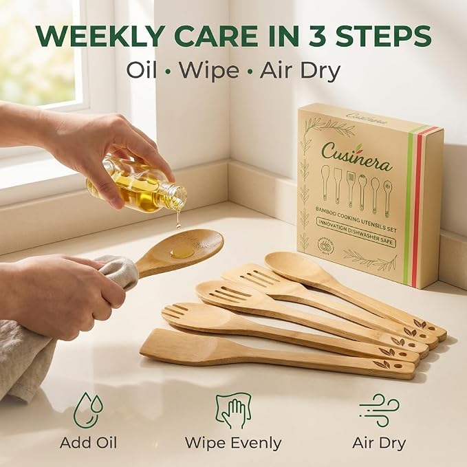 Dishwasher Safe Bamboo Wooden Spoons - Image 3