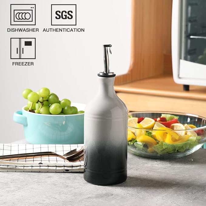 Sweejar Ceramic Olive Oil Dispenser Bottle, Opaque Oil Cruet Protects to Reduce - Image 2