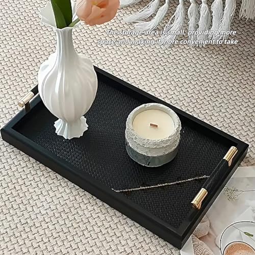 Modern Elegant Wood Serving Tray, Rectangle Decorative Tray Coffee