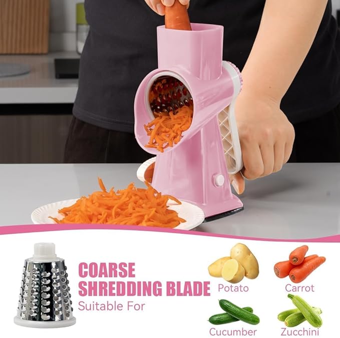 KEOUKE Rotary Cheese Grater Hand Crank Pink - Image 2